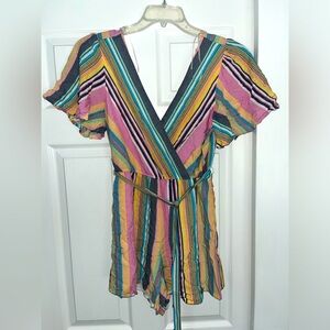 Romper from Francesca’s - multi-colored stripes. Size medium.